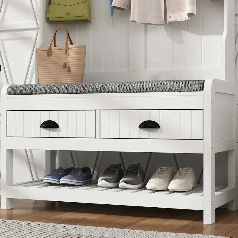 Vestiaire d’entrée Timechee de 34,3 de largeur avec banc et rangement pour chaussures
