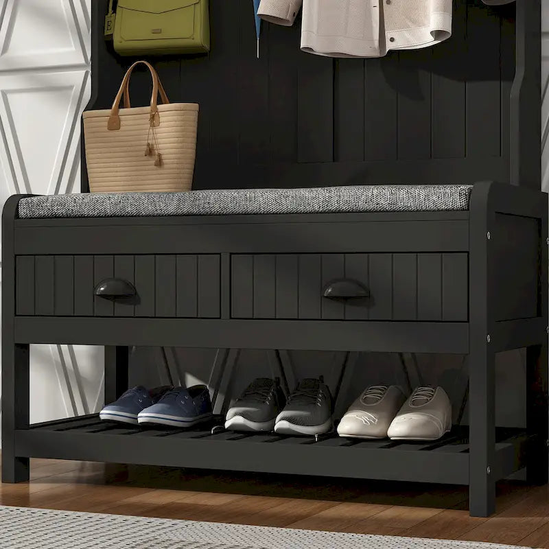 Vestiaire d’entrée Timechee de 34,3 de largeur avec banc et rangement pour chaussures