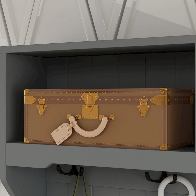 Vestiaire d’entrée Timechee de 34,3 de largeur avec banc et rangement pour chaussures