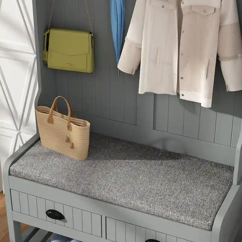 Vestiaire d’entrée Timechee de 34,3 de largeur avec banc et rangement pour chaussures