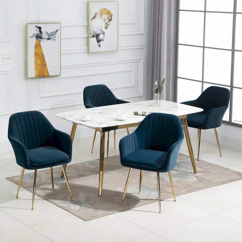 Ensemble de 4 chaises de salle à manger AVAWING rembourrées en velours, fauteuils d’appoint