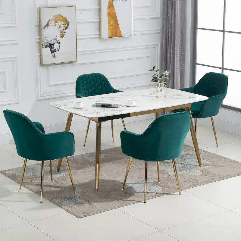 Juego de 4 sillas de comedor decorativas con brazos tapizadas en terciopelo AVAWING