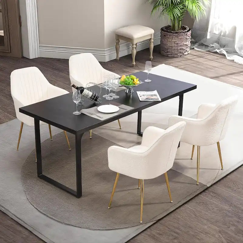 Juego de 4 sillas de comedor decorativas con brazos tapizadas en terciopelo AVAWING