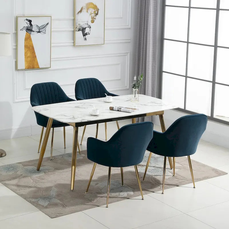 Ensemble de 4 chaises de salle à manger AVAWING rembourrées en velours, fauteuils d’appoint