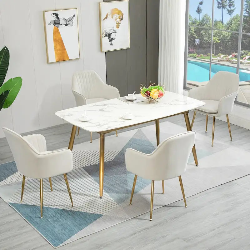Ensemble de 4 chaises de salle à manger AVAWING rembourrées en velours, fauteuils d’appoint