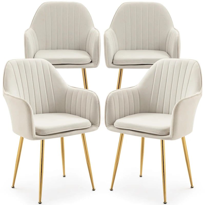 Ensemble de 4 chaises de salle à manger AVAWING rembourrées en velours, fauteuils d’appoint
