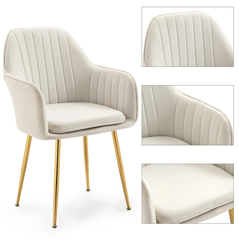 Ensemble de 4 chaises de salle à manger AVAWING rembourrées en velours, fauteuils d’appoint