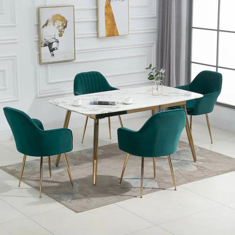 Ensemble de 4 chaises de salle à manger AVAWING rembourrées en velours, fauteuils d’appoint