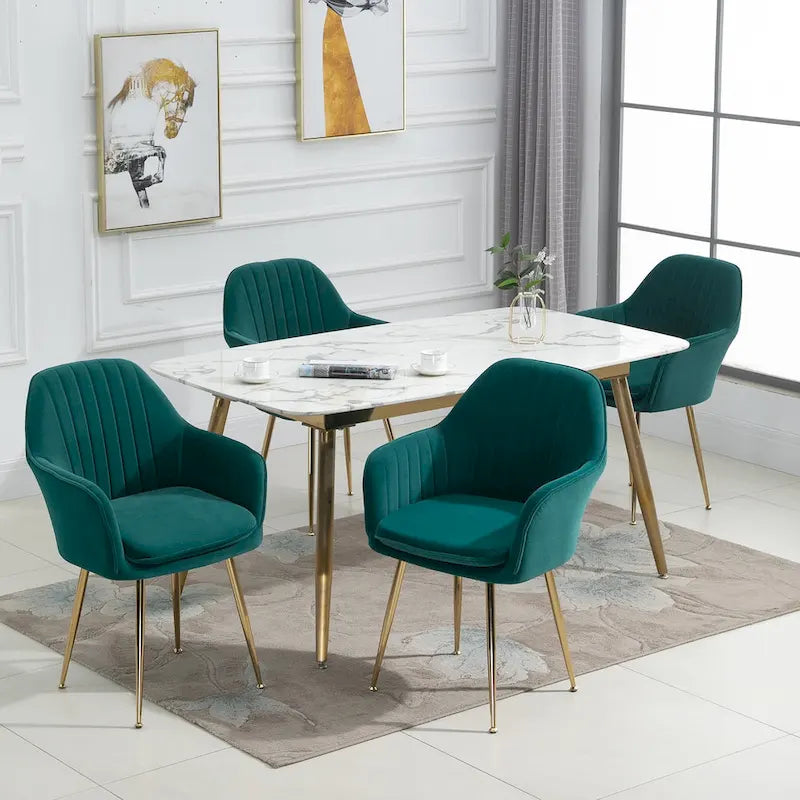 Ensemble de 4 chaises de salle à manger AVAWING rembourrées en velours, fauteuils d’appoint