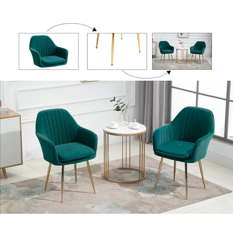 Ensemble de 4 chaises de salle à manger AVAWING rembourrées en velours, fauteuils d’appoint