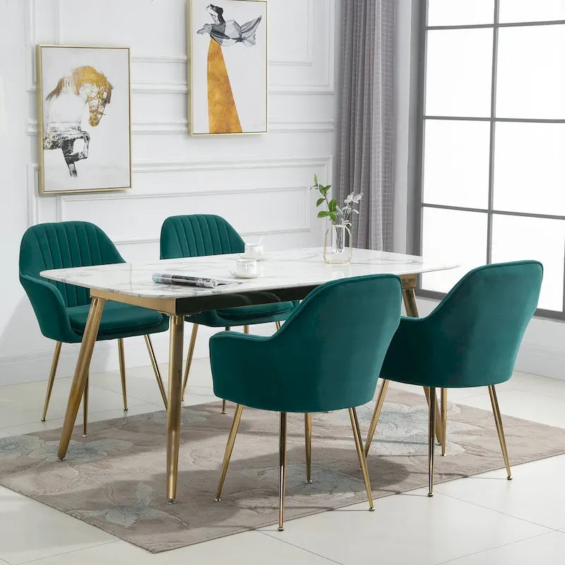Ensemble de 4 chaises de salle à manger AVAWING rembourrées en velours, fauteuils d’appoint