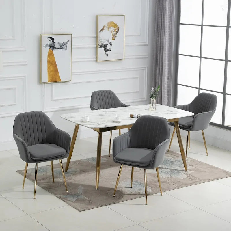 Ensemble de 4 chaises de salle à manger AVAWING rembourrées en velours, fauteuils d’appoint