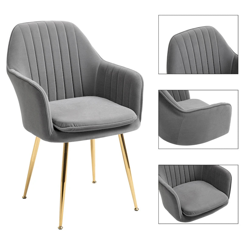 Ensemble de 4 chaises de salle à manger AVAWING rembourrées en velours, fauteuils d’appoint