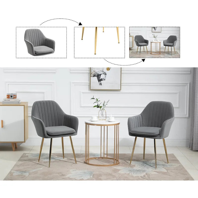 Ensemble de 4 chaises de salle à manger AVAWING rembourrées en velours, fauteuils d’appoint