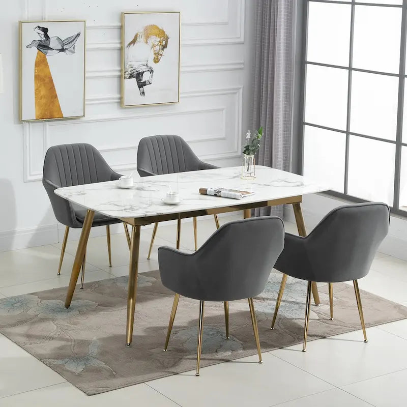 Ensemble de 4 chaises de salle à manger AVAWING rembourrées en velours, fauteuils d’appoint