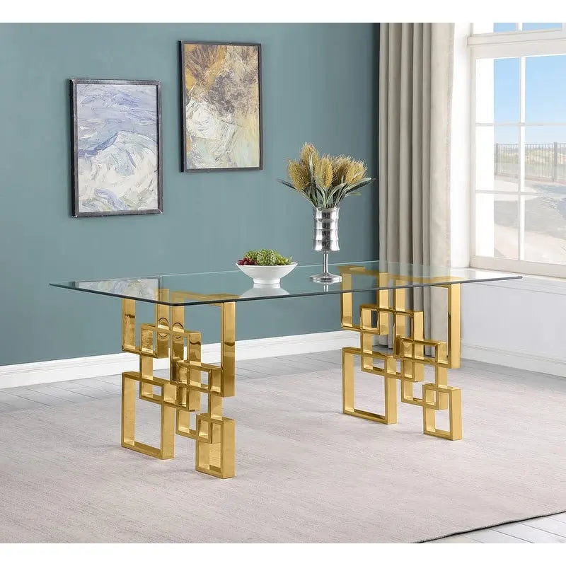Mesa de comedor de vidrio templado y acero inoxidable de Best Quality Furniture