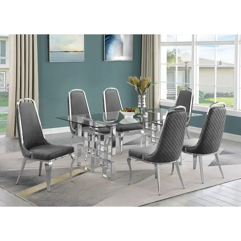 Best Quality Furniture Tempered Glass Dining Table Stainless Steel