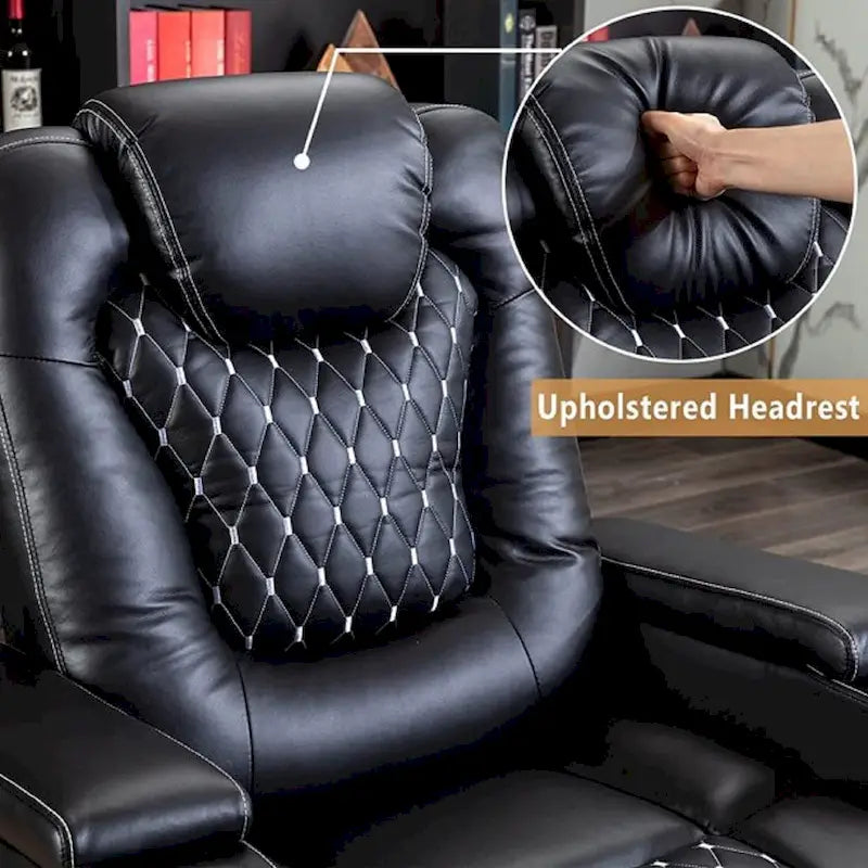 Mueble reclinable de cuero sintético para cine en casa, eléctrico y extragrande, con almacenamiento oculto en los reposabrazos
