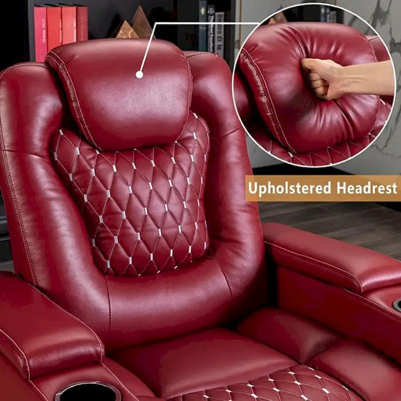 Mueble reclinable de cuero sintético para cine en casa, eléctrico y extragrande, con almacenamiento oculto en los reposabrazos