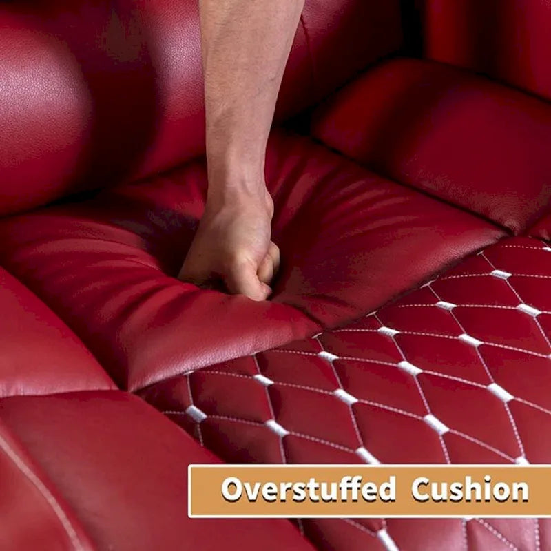 Mueble reclinable de cuero sintético para cine en casa, eléctrico y extragrande, con almacenamiento oculto en los reposabrazos
