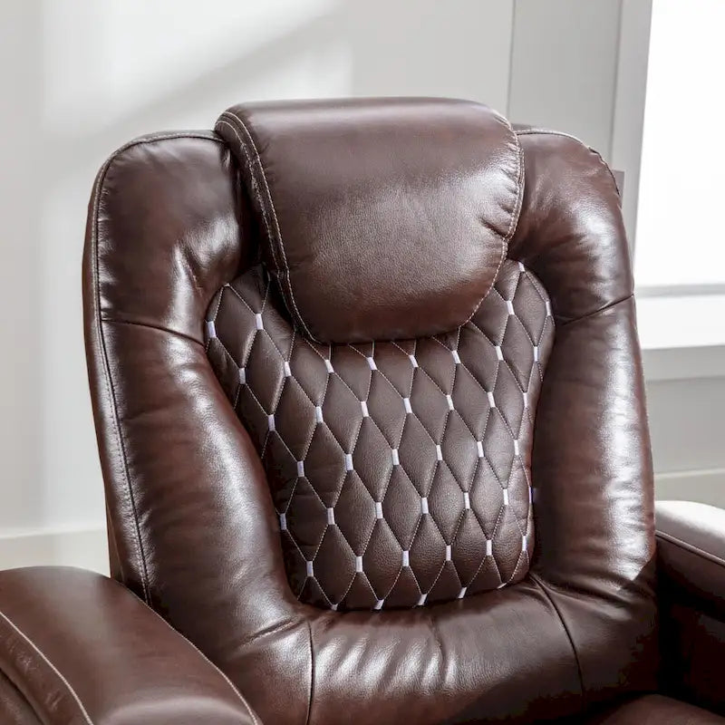 Mueble reclinable de cuero sintético para cine en casa, eléctrico y extragrande, con almacenamiento oculto en los reposabrazos