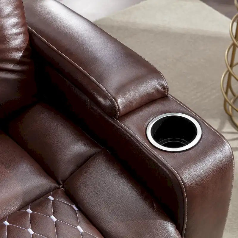 Mueble reclinable de cuero sintético para cine en casa, eléctrico y extragrande, con almacenamiento oculto en los reposabrazos