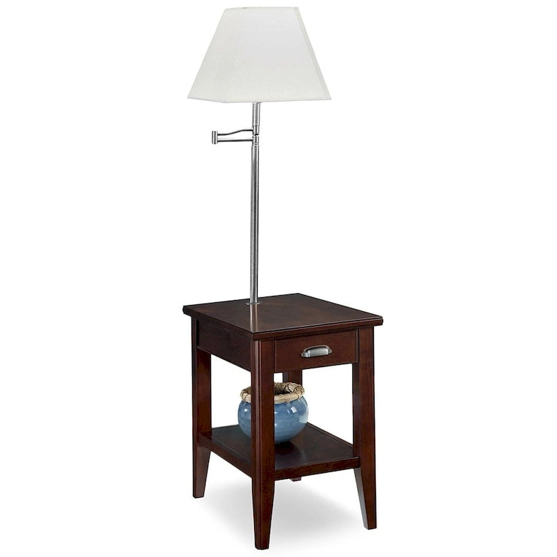 Table d’appoint avec lampe à bras pivotant Laurent à un tiroir de Leick Home