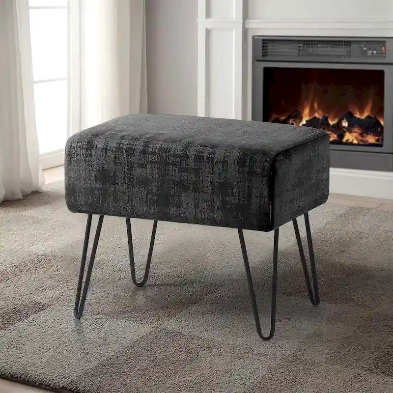 Textured Velvet Ottoman