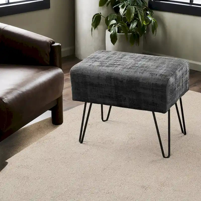 Textured Velvet Ottoman