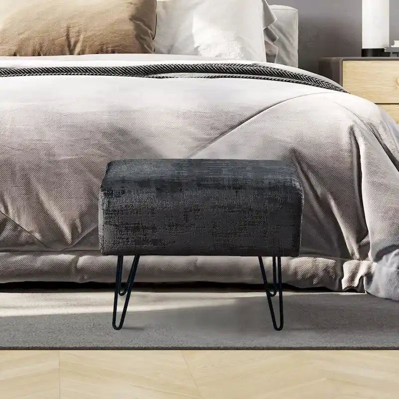 Textured Velvet Ottoman