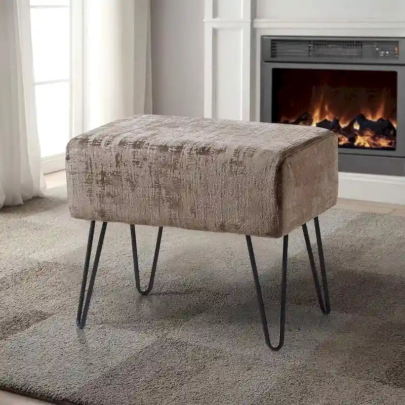 Textured Velvet Ottoman