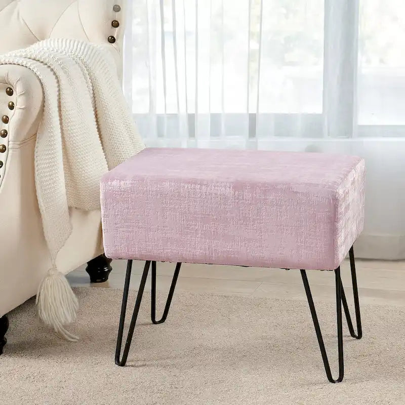 Textured Velvet Ottoman