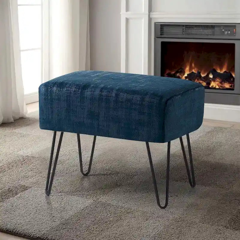 Textured Velvet Ottoman