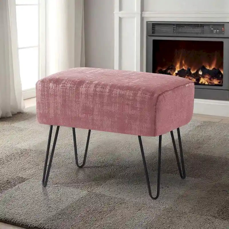 Textured Velvet Ottoman