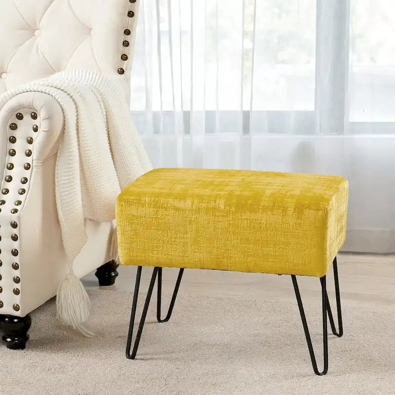 Textured Velvet Ottoman