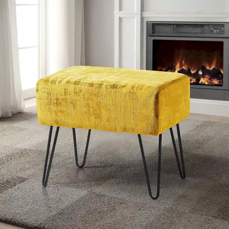 Textured Velvet Ottoman