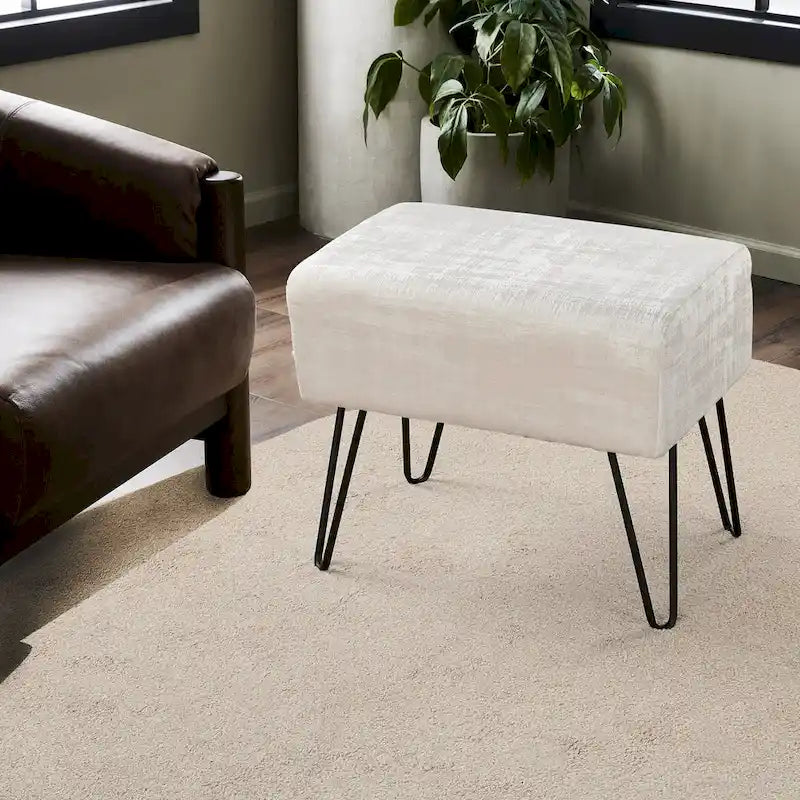 Textured Velvet Ottoman