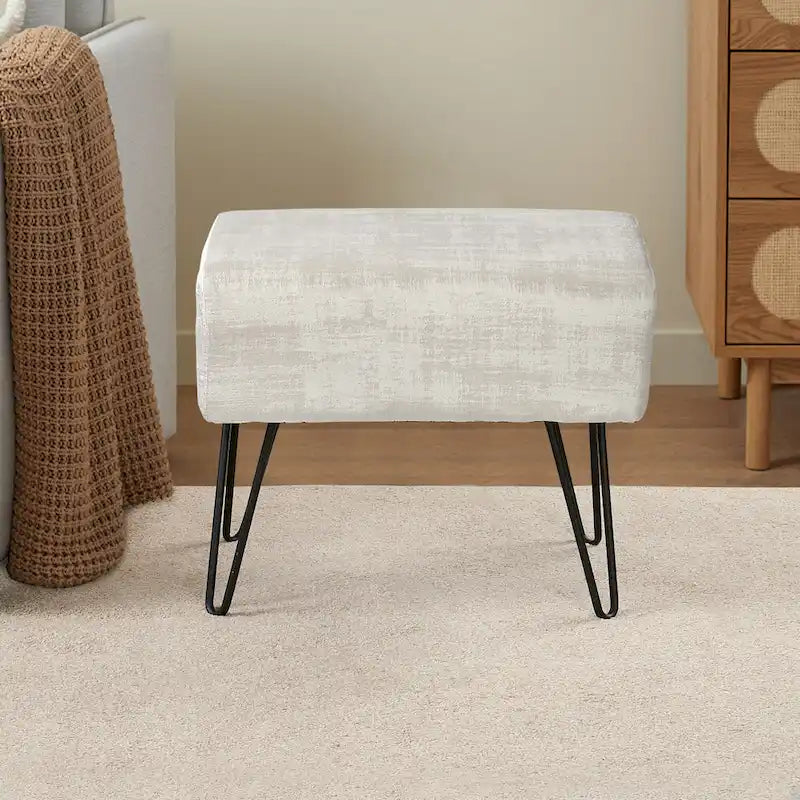 Textured Velvet Ottoman
