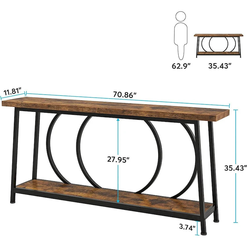 Bankconsole van 70.9 inch met opbergruimte voor entree, hal en woonkamer, achter de bank