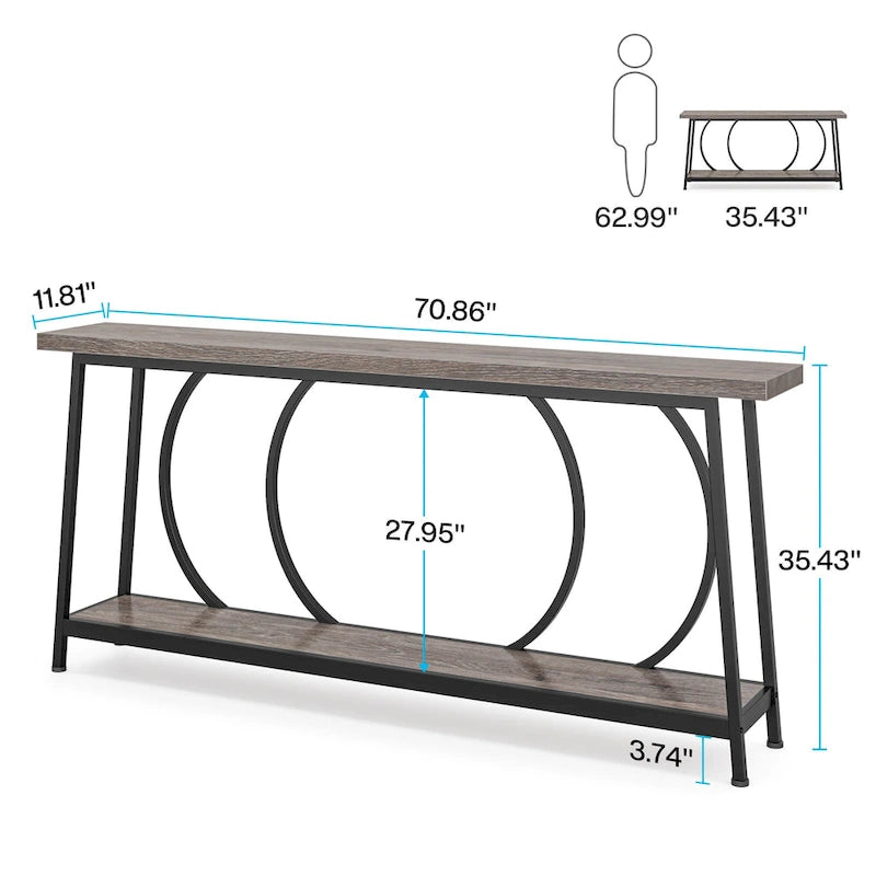 Bankconsole van 70.9 inch met opbergruimte voor entree, hal en woonkamer, achter de bank