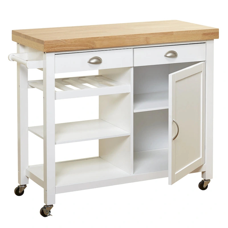 Simple Living Martha rollbarer Küchenwagen aus Gummibaumholz