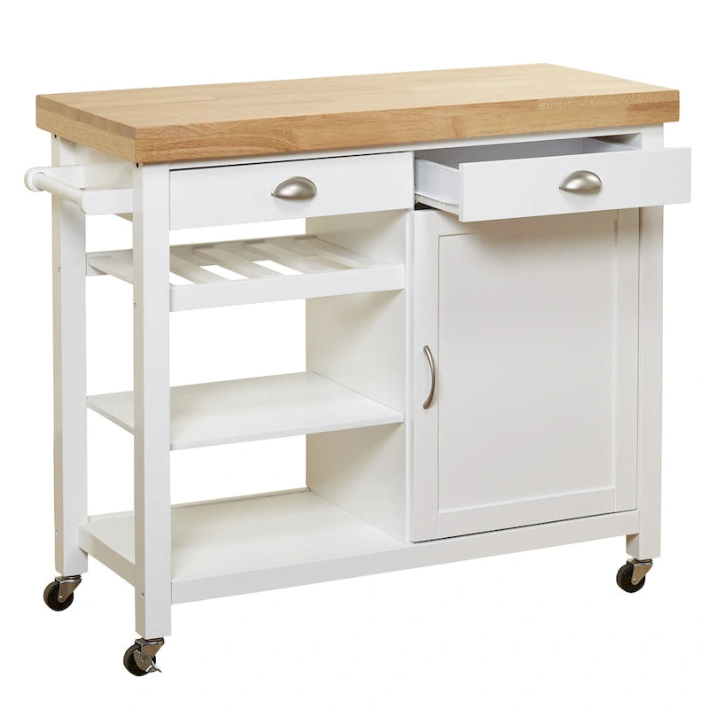 Simple Living Martha rollbarer Küchenwagen aus Gummibaumholz