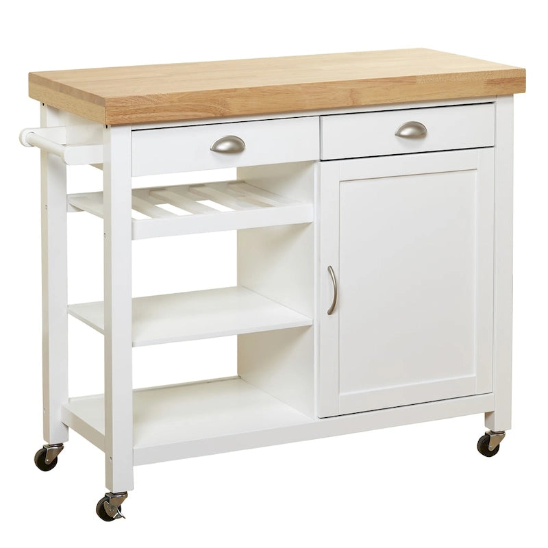 Simple Living Martha rollbarer Küchenwagen aus Gummibaumholz