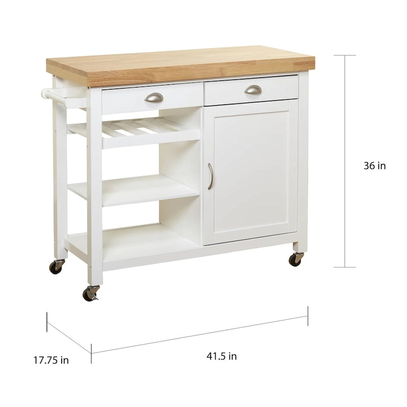 Simple Living Martha rollbarer Küchenwagen aus Gummibaumholz