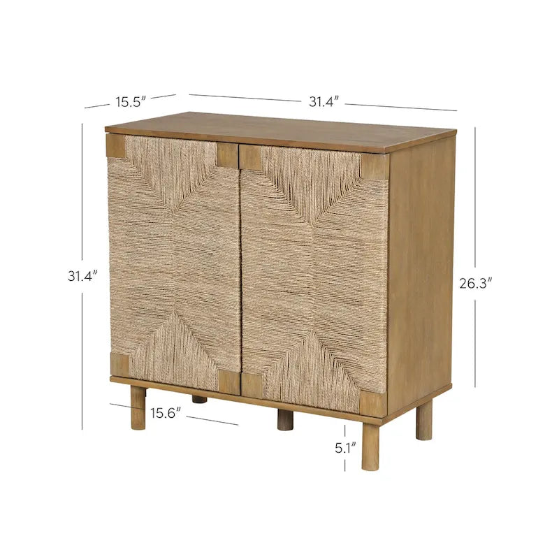 Mobiletto decorativo in legno Beacon di Nathan James con ante in giunco marino e ripiano regolabile