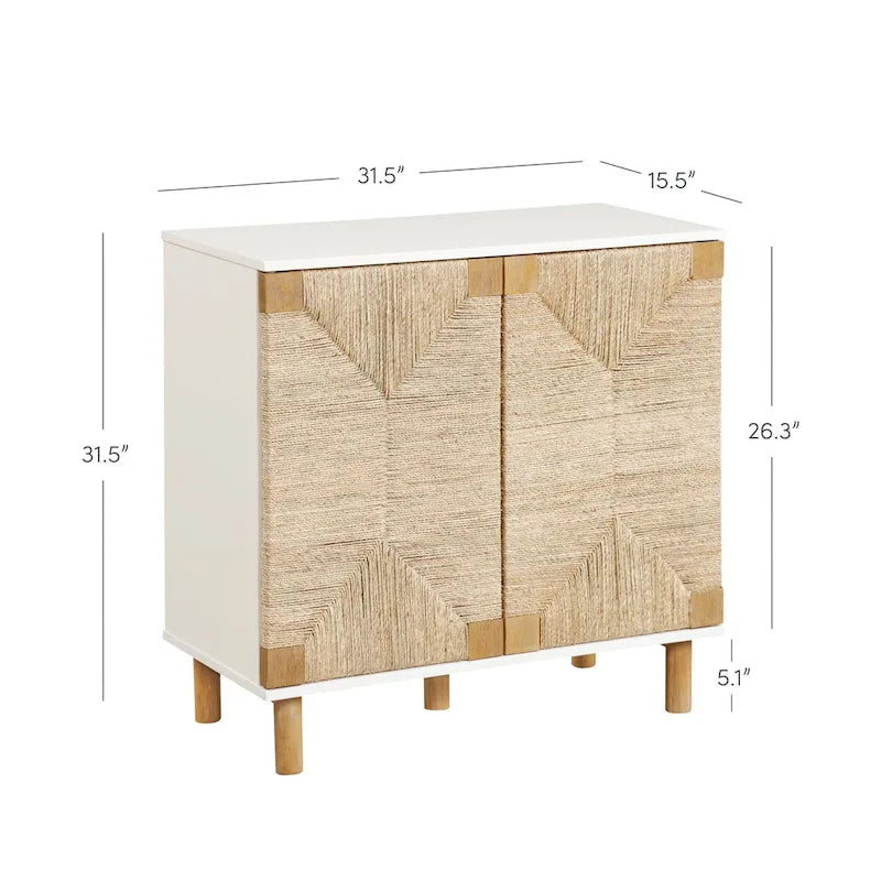 Mobiletto decorativo in legno Beacon di Nathan James con ante in giunco marino e ripiano regolabile