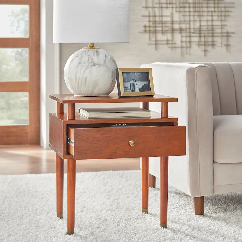 Simple Living Margo Beistelltisch im Mid-Century-Stil mit einer Schublade