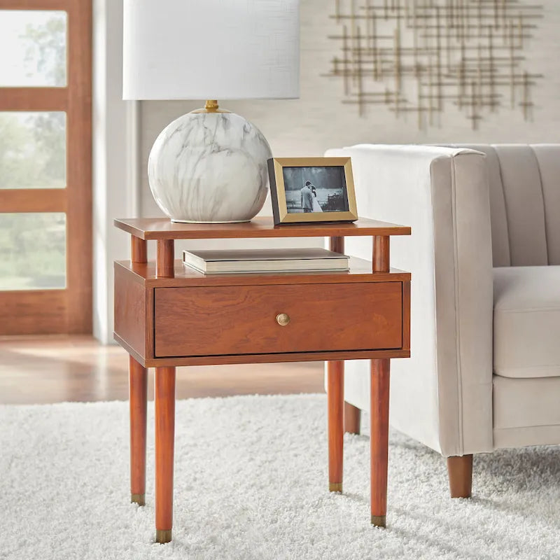 Simple Living Margo Beistelltisch im Mid-Century-Stil mit einer Schublade