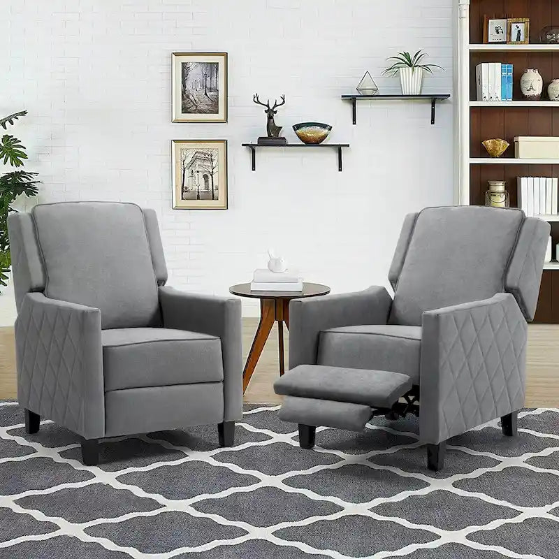 AVAWING Set aus 2 Relaxsesseln mit Rücklehnfunktion, Leinen-Sessel mit hoher Rückenlehne und Seitenflügeln