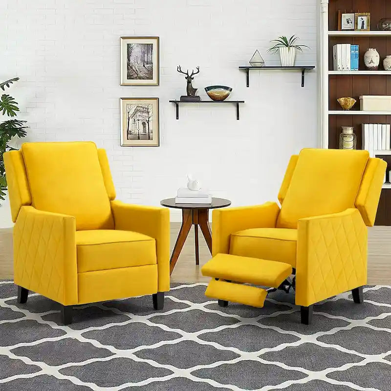 Juego de 2 sillones reclinables con respaldo abatible AVAWING, sillas con respaldo alto tapizadas en lino